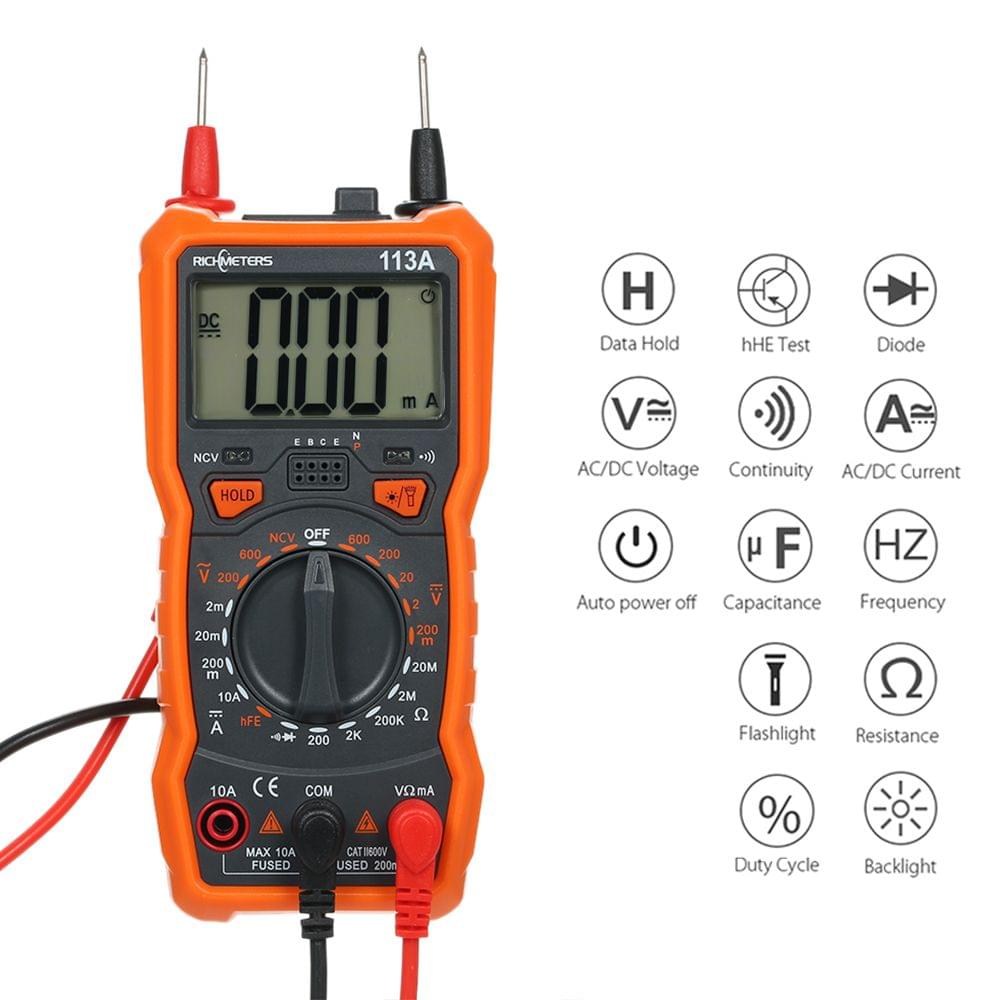 Richmeters RM113A NCV Digital Multimeter 2000 Counts HFE