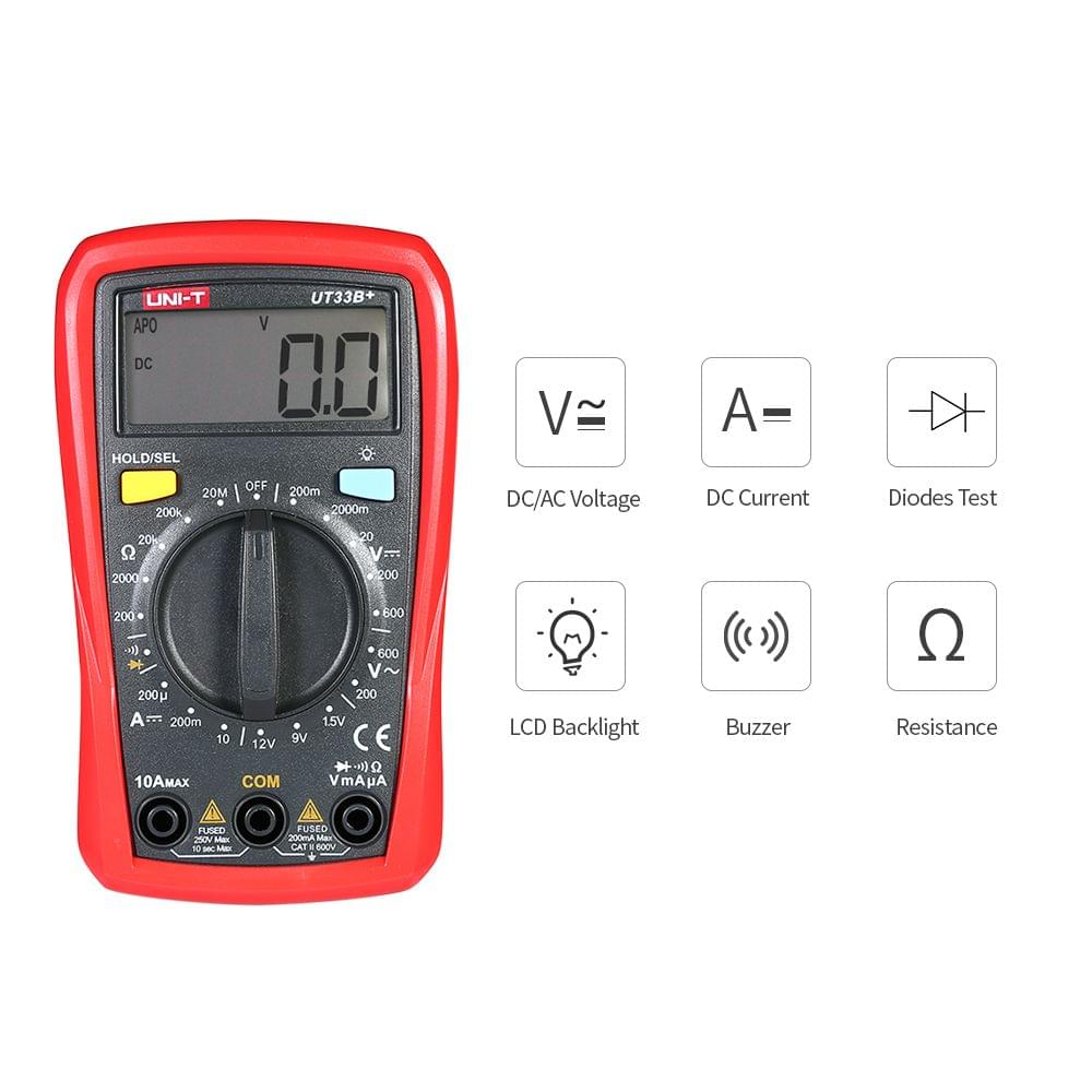 UNI-T UT33B+ Handheld LCD Digital Multimeter DC/AC Voltage