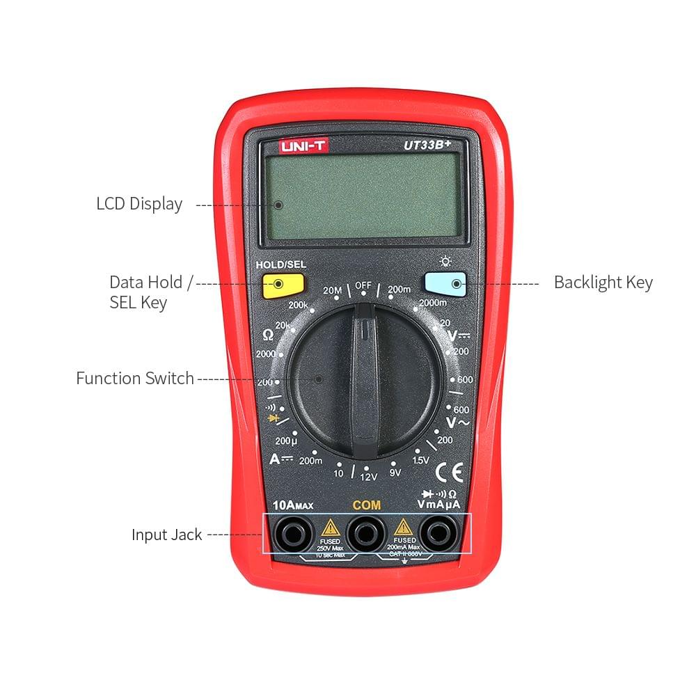 UNI-T UT33B+ Handheld LCD Digital Multimeter DC/AC Voltage