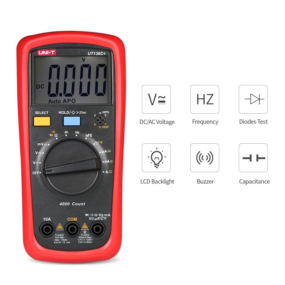 UNI-T UT136C+ LCD Digital Multimeter DC/AC Voltage Current