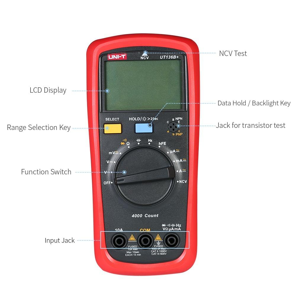 UNI-T UT136B+ LCD Digital Multimeter DC/AC Voltage Current