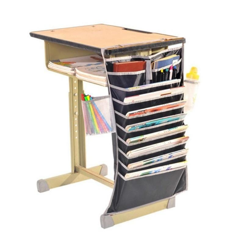 Multi-function Desk Large Capacity High School Student Book Storage Hanging Book Bag (Black)