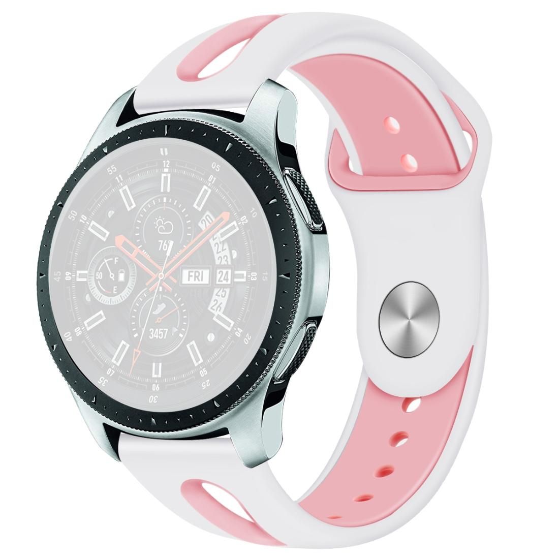 For Samsung Galaxy watch 46mm Two-tone Silicone Open Strap, Style: Type B (Blue Pink)