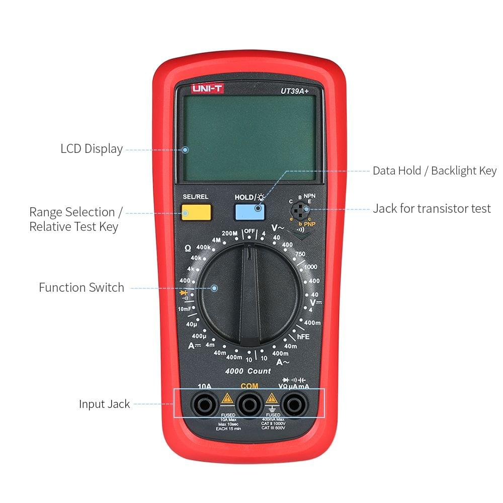 UNI-T UT39C+ LCD Digital Multimeter DC/AC Voltage Current