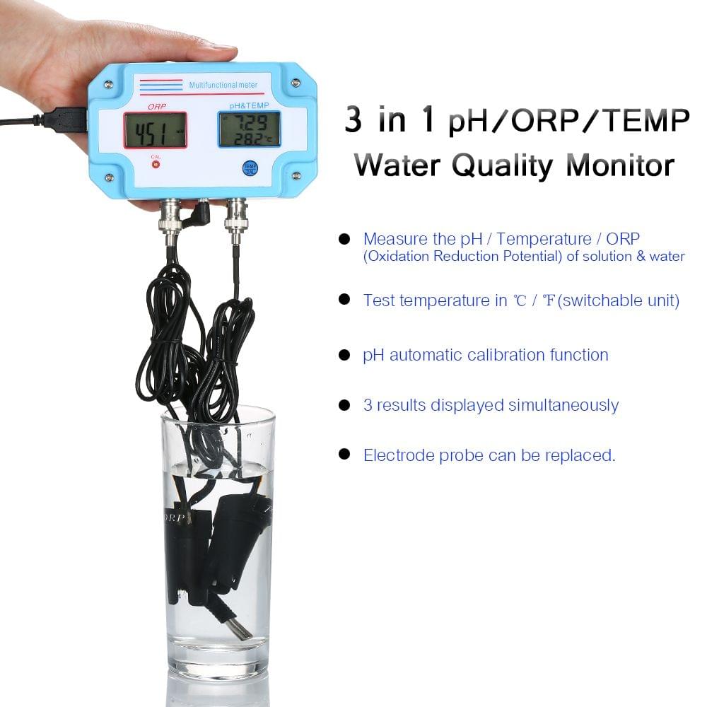 Professional 3 in 1 pH/ORP/TEMP Meter Water Detector - EU Plug