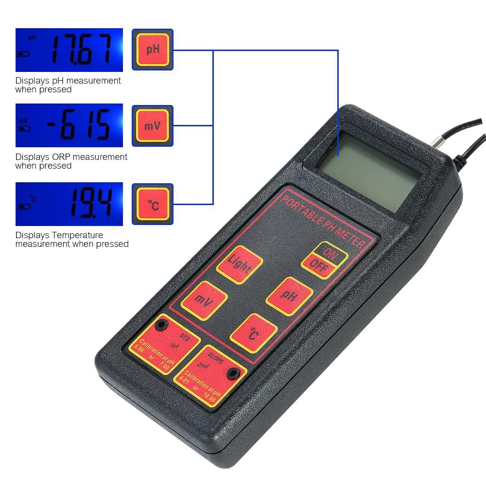 Professional Portable pH/ORP/TEMP Meter Water Detector