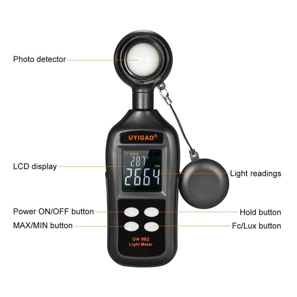 UYIGAO Mini Digital Lux Meter LCD Display Handheld