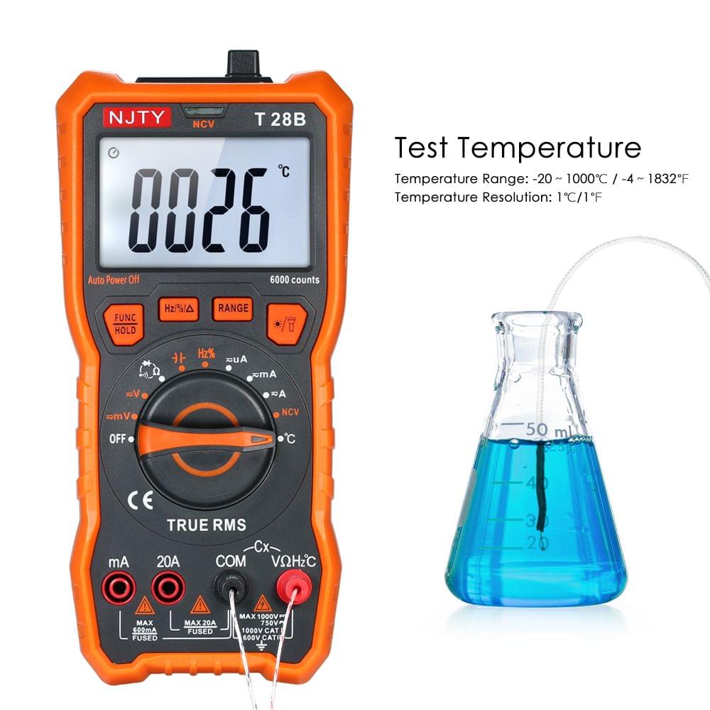 NJTY Digital Multimeter 6000 Counts Auto Range Non Contact