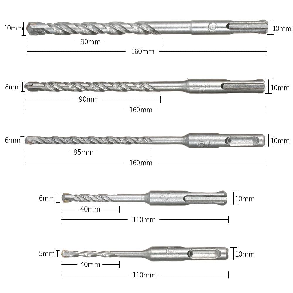 5pcs 5mm/6mm/6mm/8mm/10mm Multi-Purpose Percussion Rotary - Slotted