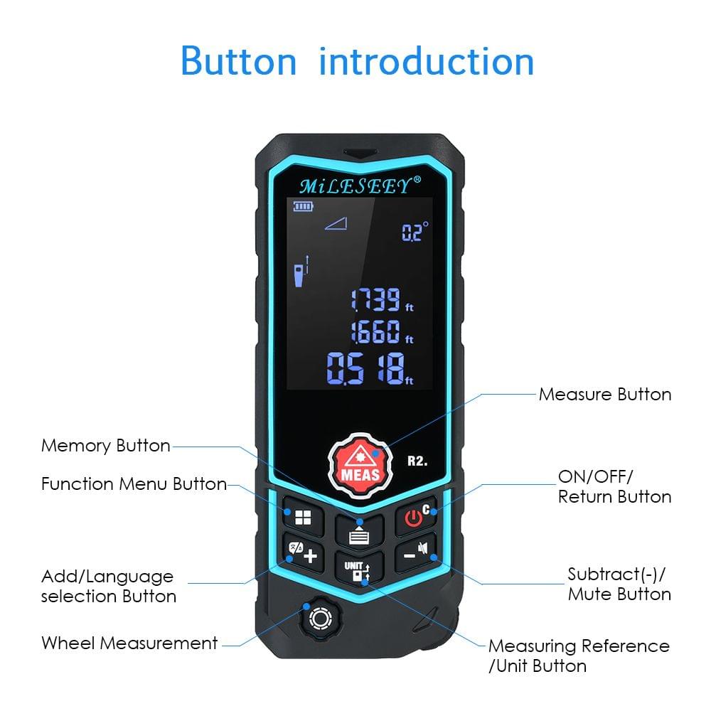 MiLESEEY Laser Distance Meter Handheld Digital Portable - 100m