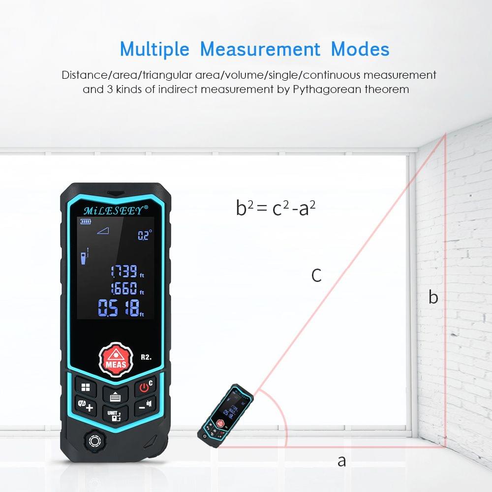 MiLESEEY Laser Distance Meter Handheld Digital Portable - 100m