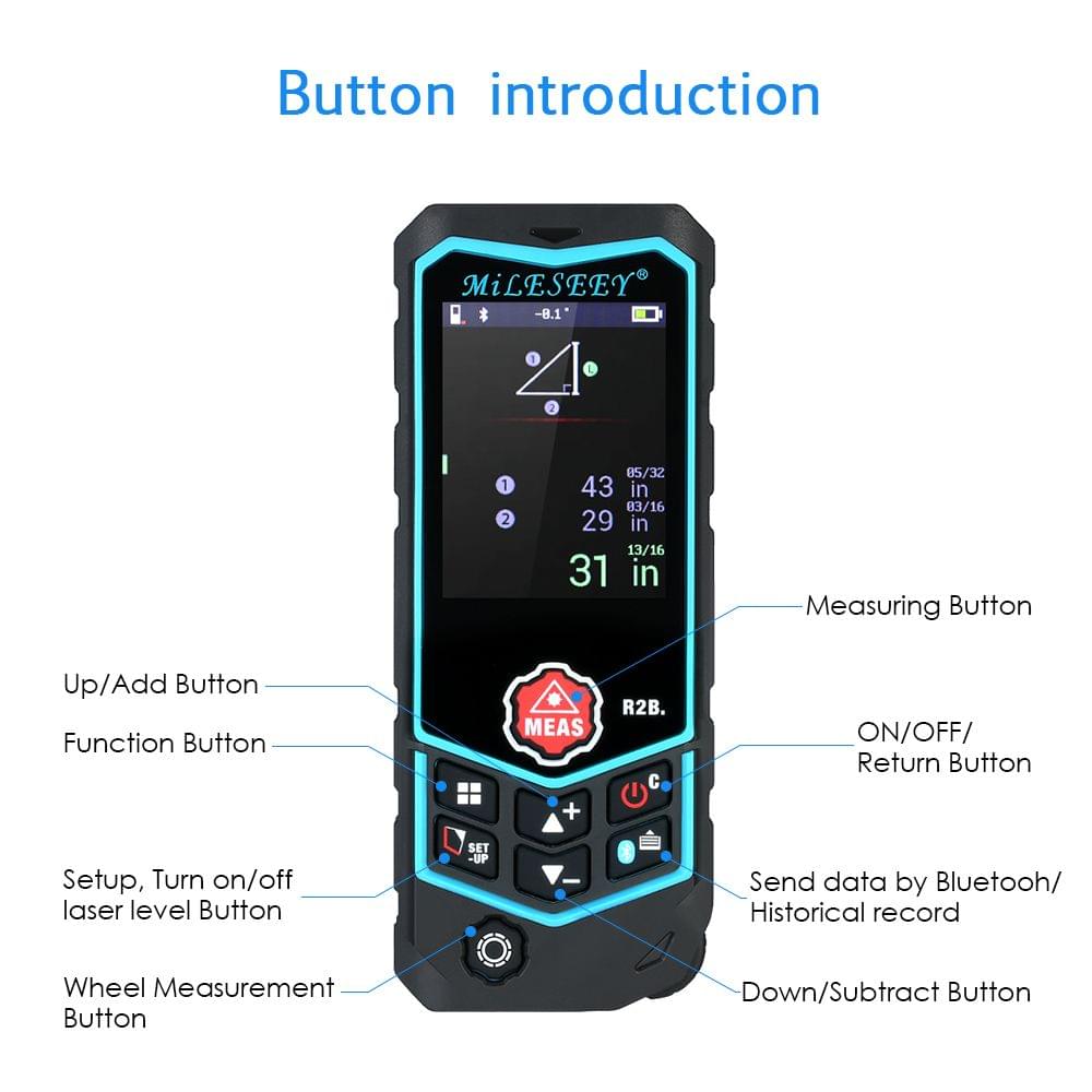 MiLESEEY Bluetooth Laser Distance Meter APP Control Handheld - 60m