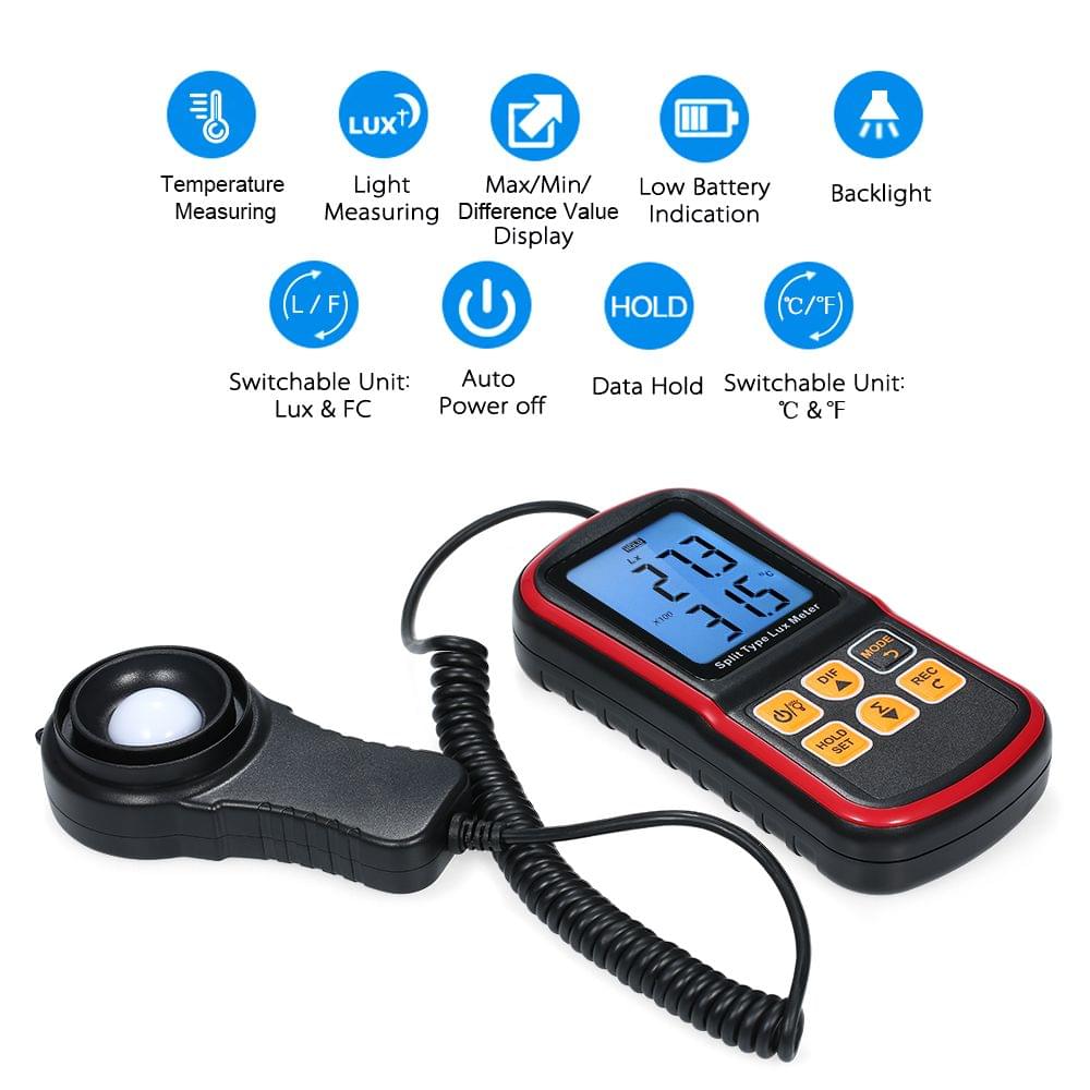 Digital Lux Meter BT Photometer Luxmeter Split Type LCD