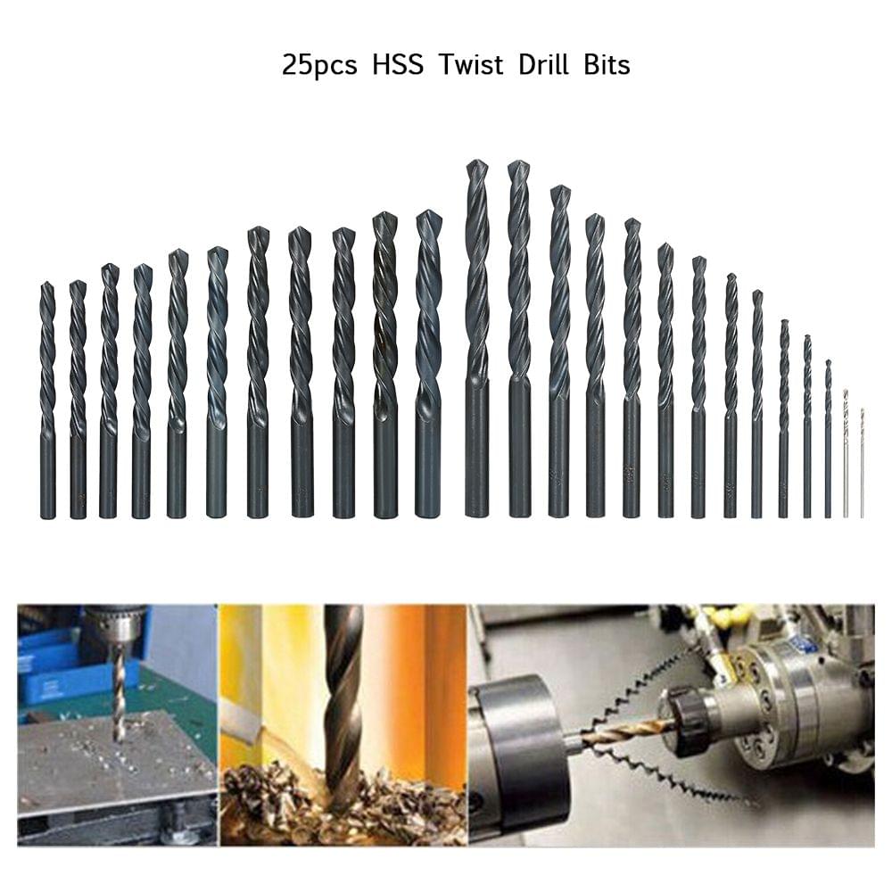 25pcs HSS Twist Drill Bits Set Multi-purpose High Speed