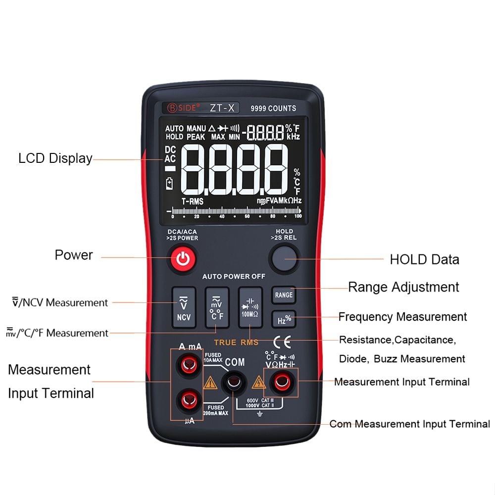 BSIDE Digital Multimeter True-RMS Touch-tone Handheld Multi