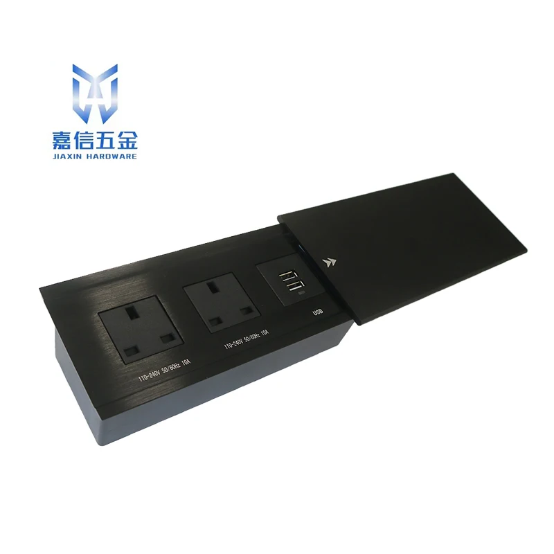 Desktop Sliding Socket 2 UK plug with USB A&A charging with 1.8m power cable