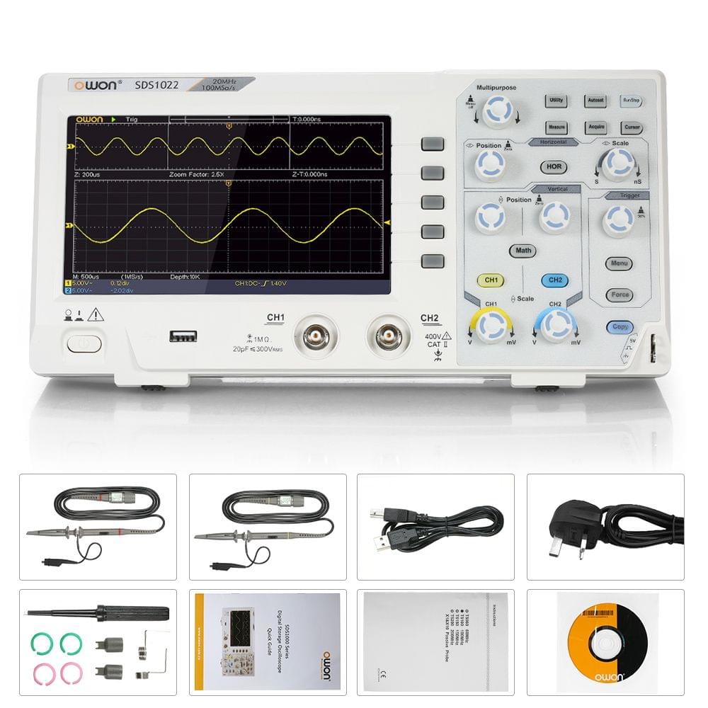 Owon SDS1022 Oscilloscope Oscillometer Digital Storage - UK Plug