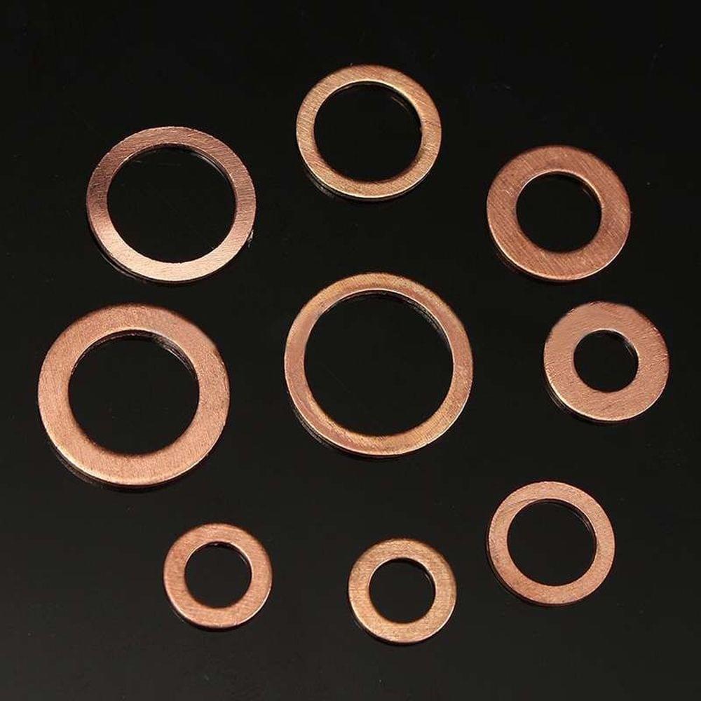 200pcs Copper Washer Gasket Nut and Bolt Set Flat Ring Seal