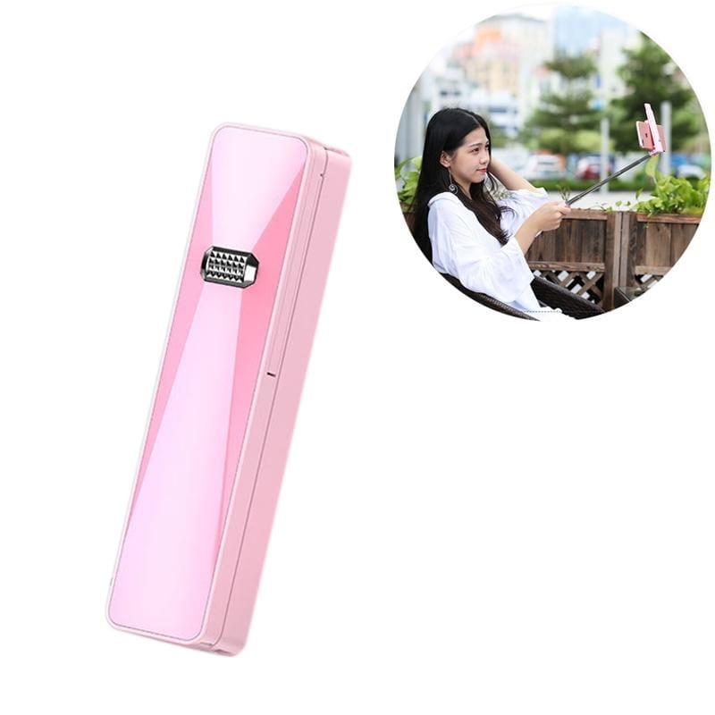 CYKE M2 Mini Integrated Storage Wired Control Selfie Stick for Mobile Phones under 6 inch, with Fill Light (Pink)