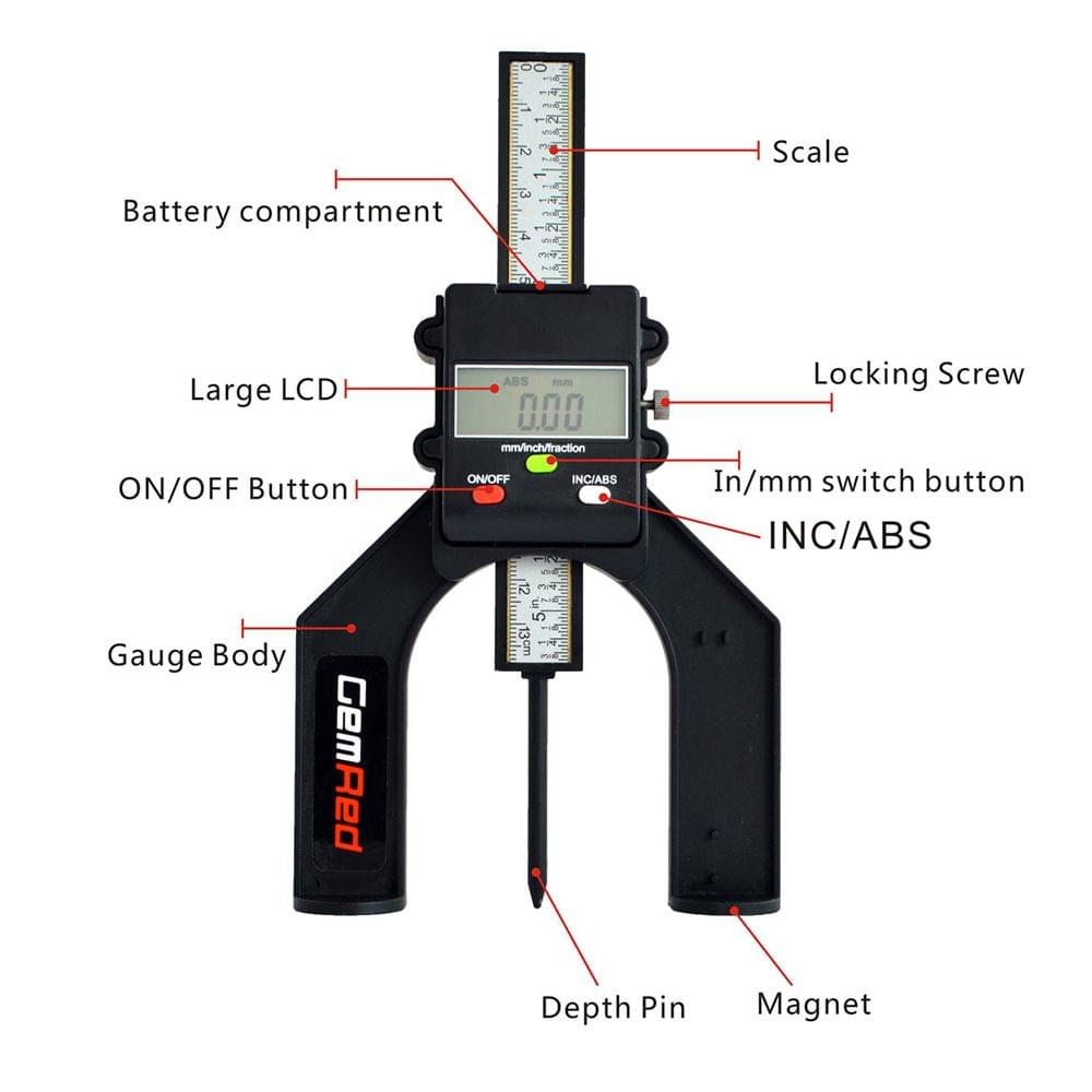 GemRed Digital Depth Gauge Depthometer Depth Indicator