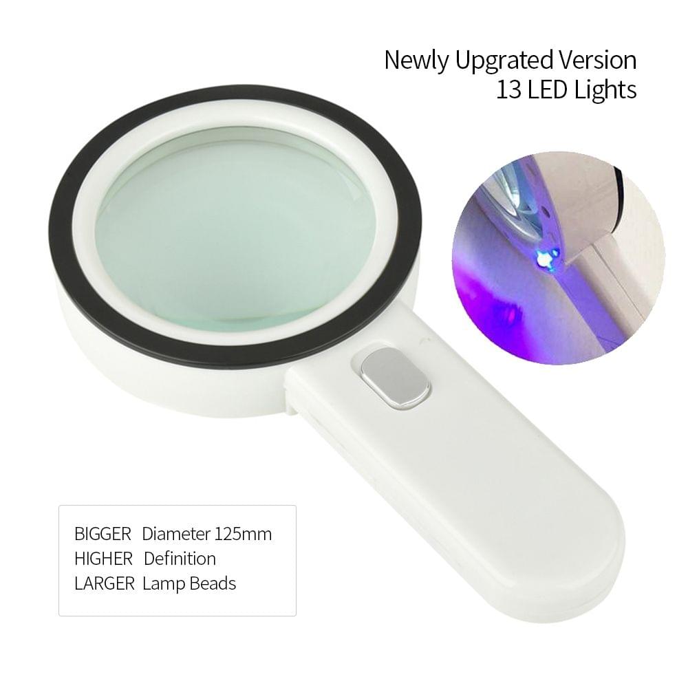 30X Handheld Magnifier High Definition with 13X Lights Lamp