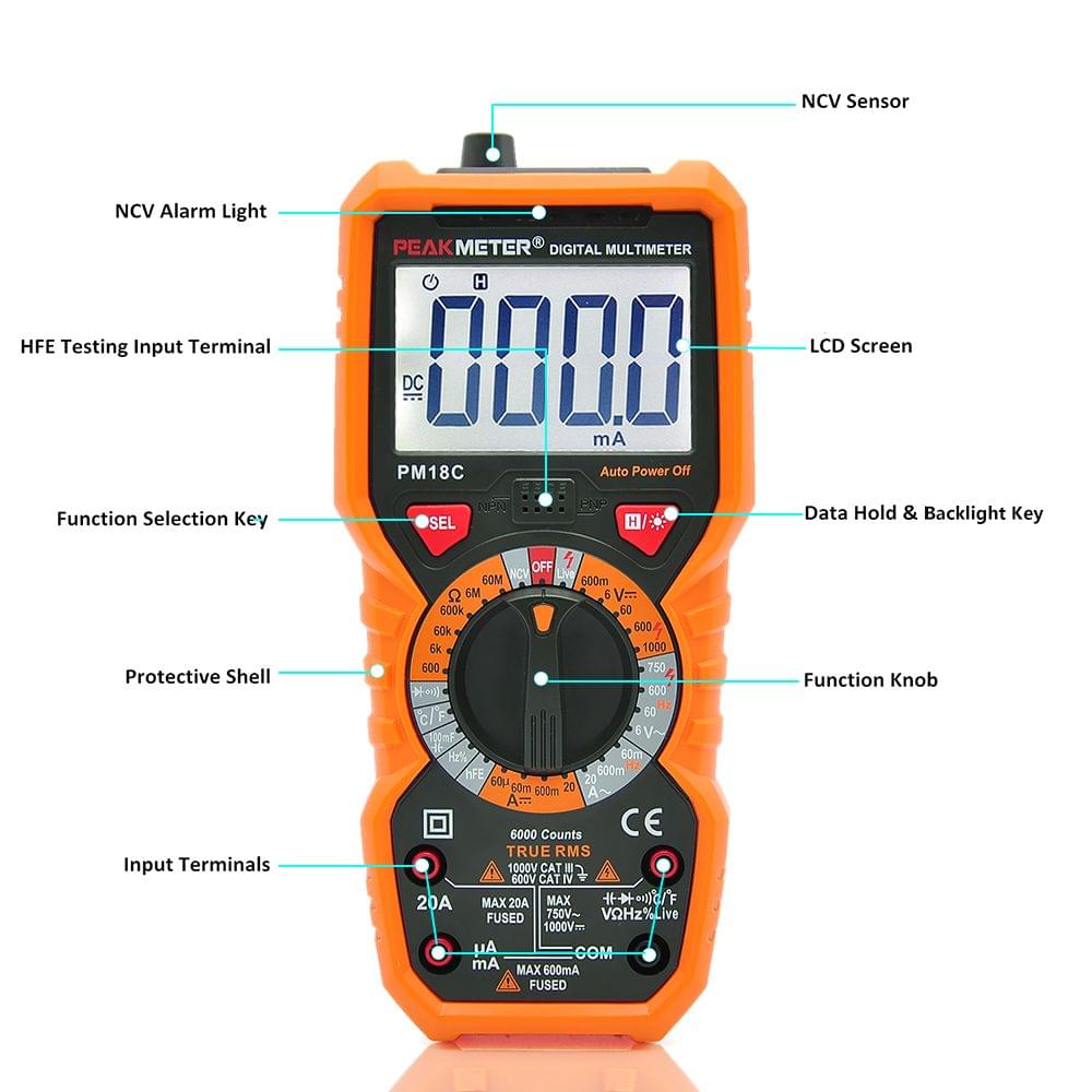 PEAKMETER PM18C True RMS Multifunctional Digital Multimeter