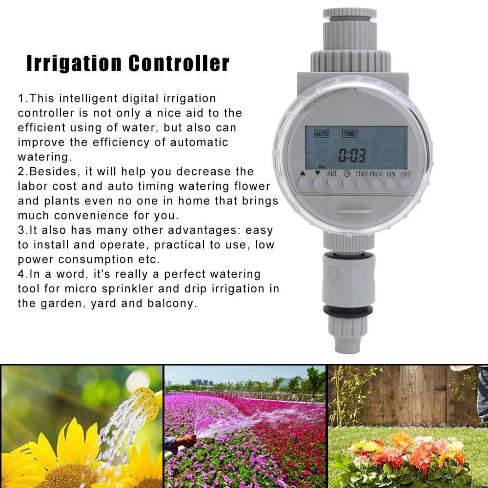 White Solar Power LCD Screen Garden Irrigation Control Auto