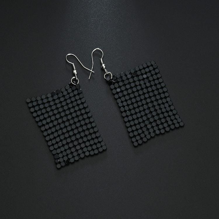 Personality Small Square Sequins Exaggerated Wild Metal Earrings For Women (Sliver)