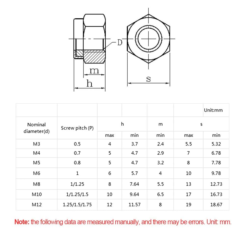 DIN985 M-3/M-4/M5/M6/M-8/M-10/M12 304 Stainless Steel Nylon