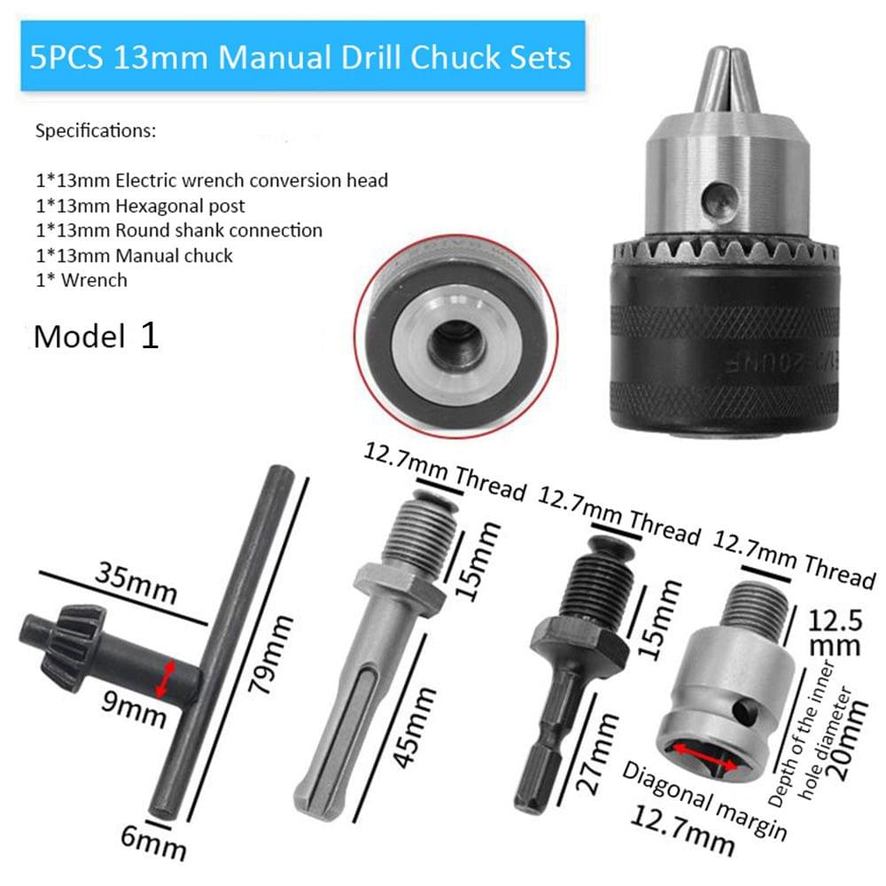 5PC Drill Chuck Sets Square Handle Round Handle Post - 13mm 5PCS