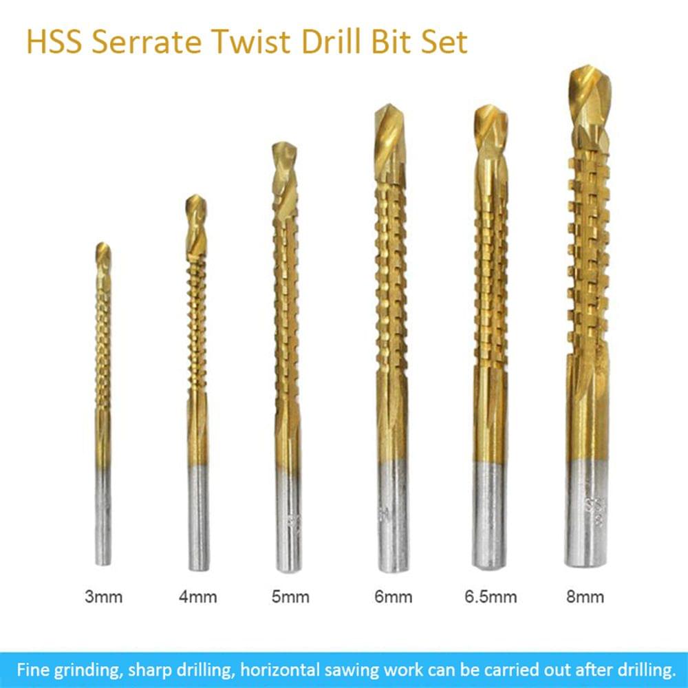 6 PCS Twist Drill Saw Drill Set High Speed Steel Carpentry