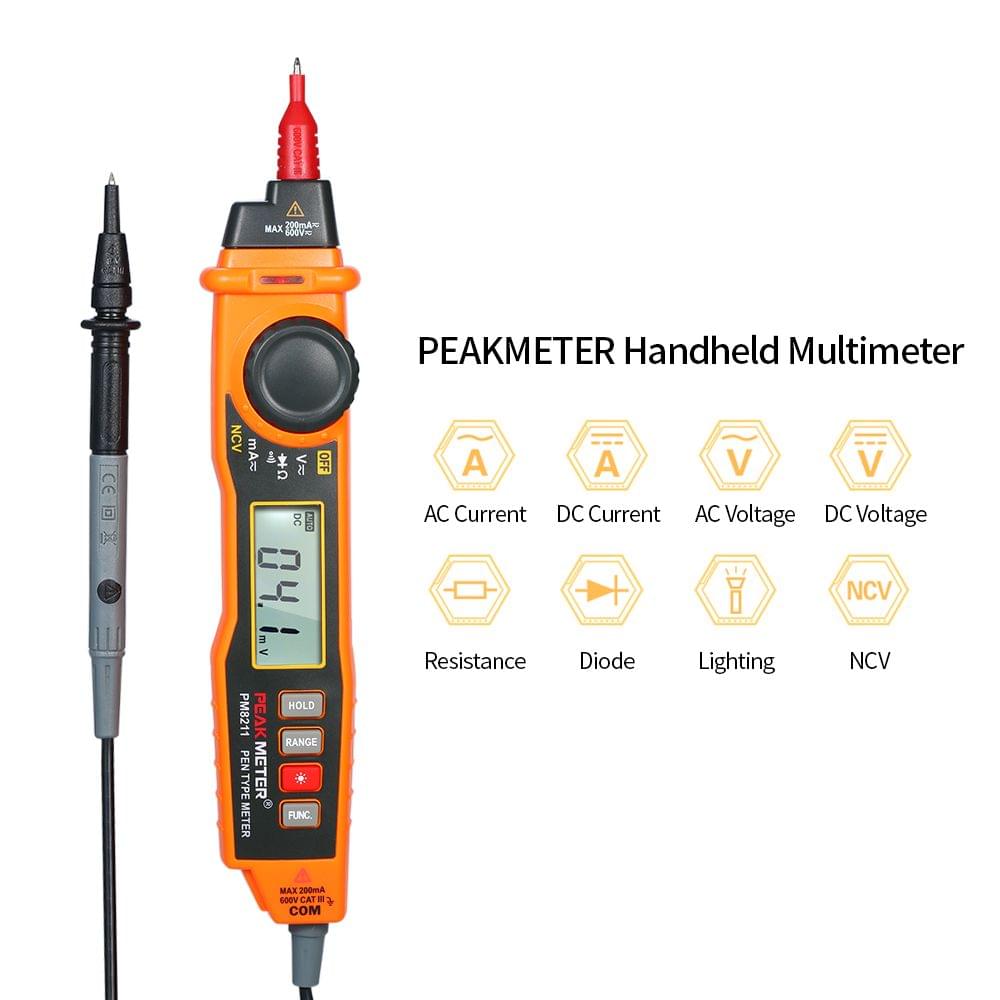 PEAKMETER Handheld Multimeter Backlight LCD Display Pen Type