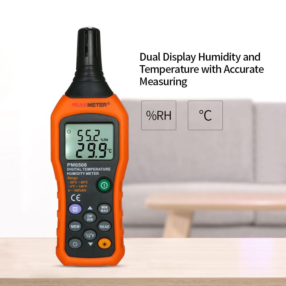 PEAKMETER Digital Temperature and Humidity Meter LCD