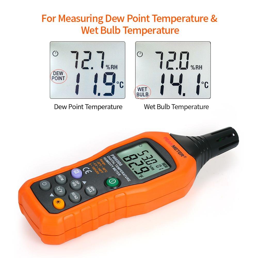 PEAKMETER Digital Temperature and Humidity Meter LCD