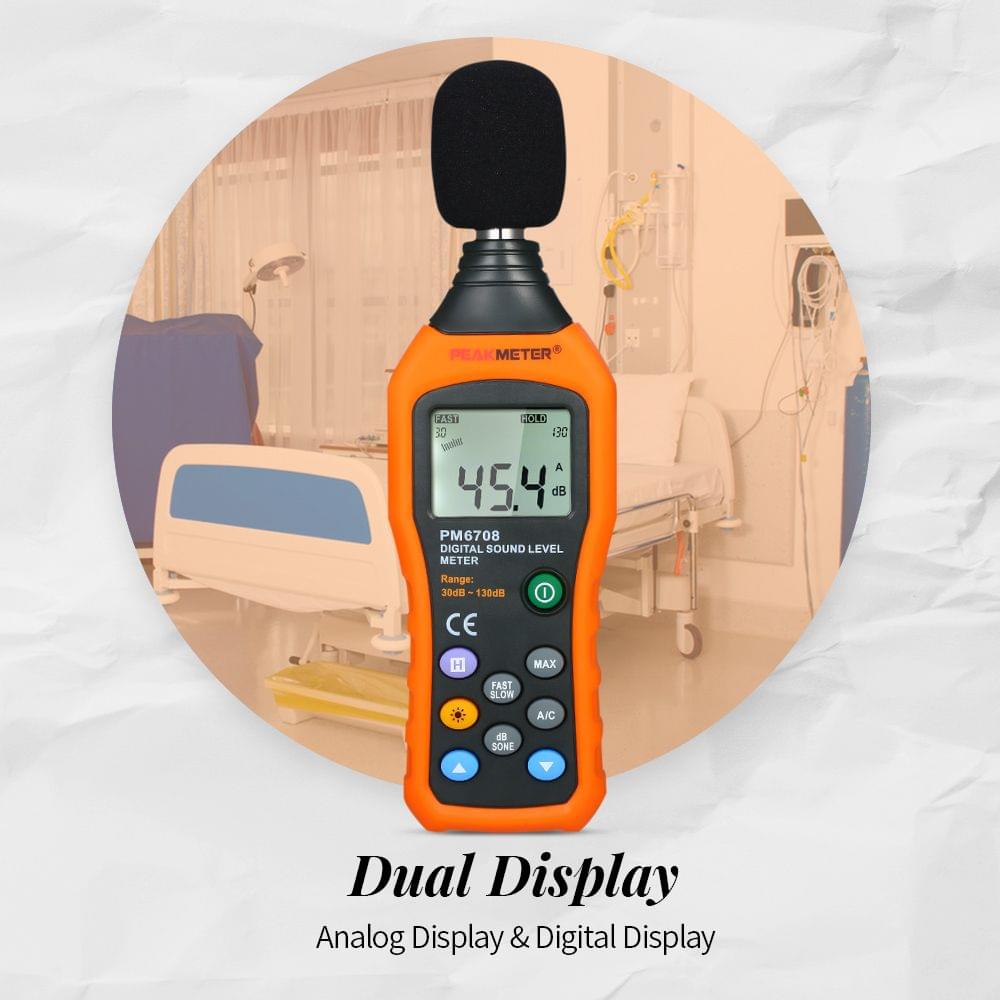 PEAKMETER High Accuracy LCD Digital Noisemeter Sound Level