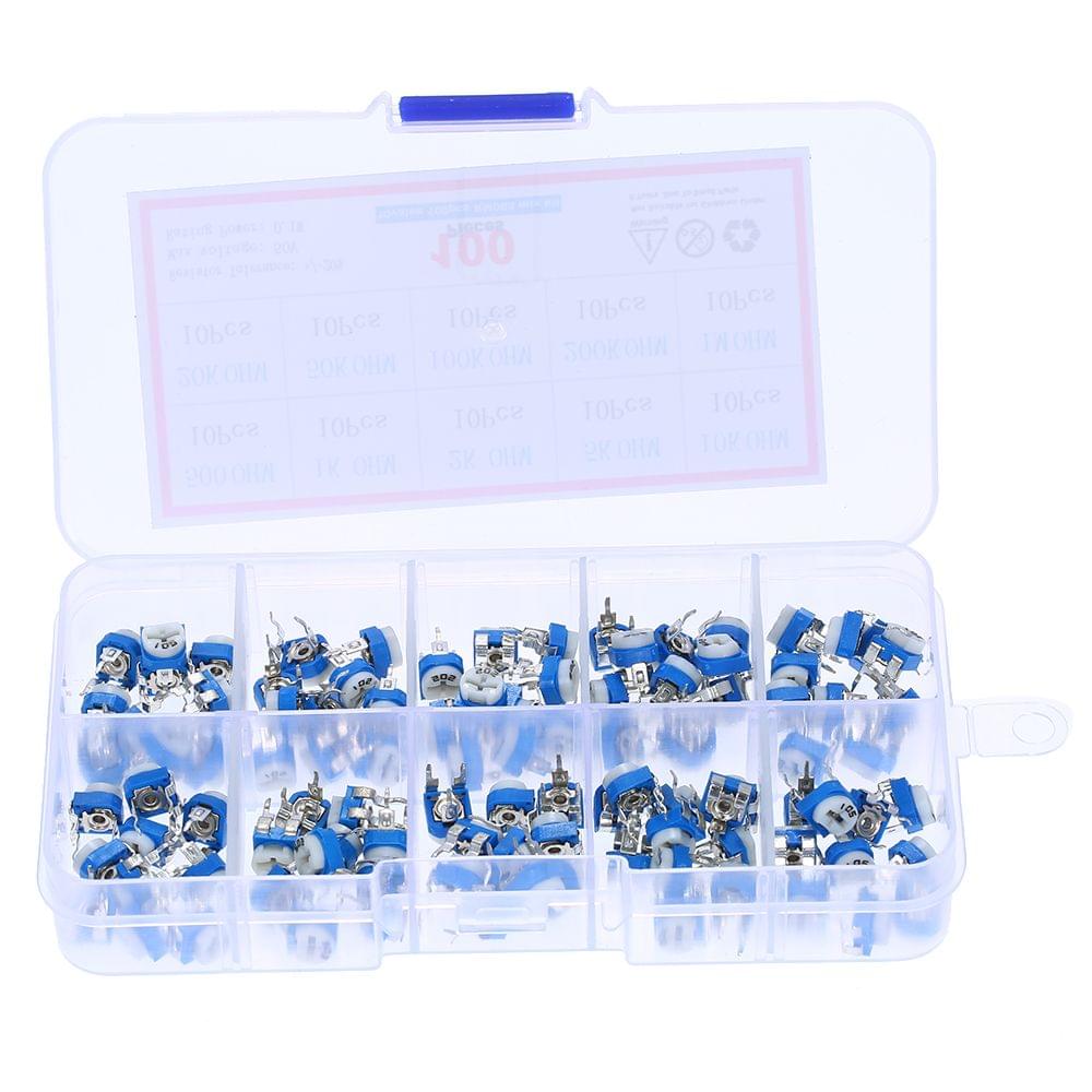 100pcs 10 Values 500~1M ohm Variable Resistor 6mm