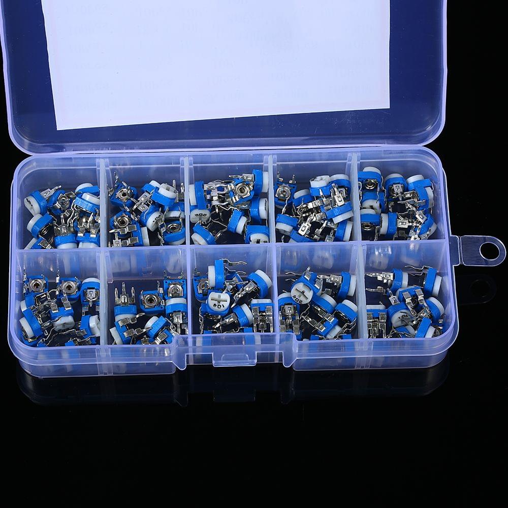 100pcs 10 Values 500~1M ohm Variable Resistor 6mm