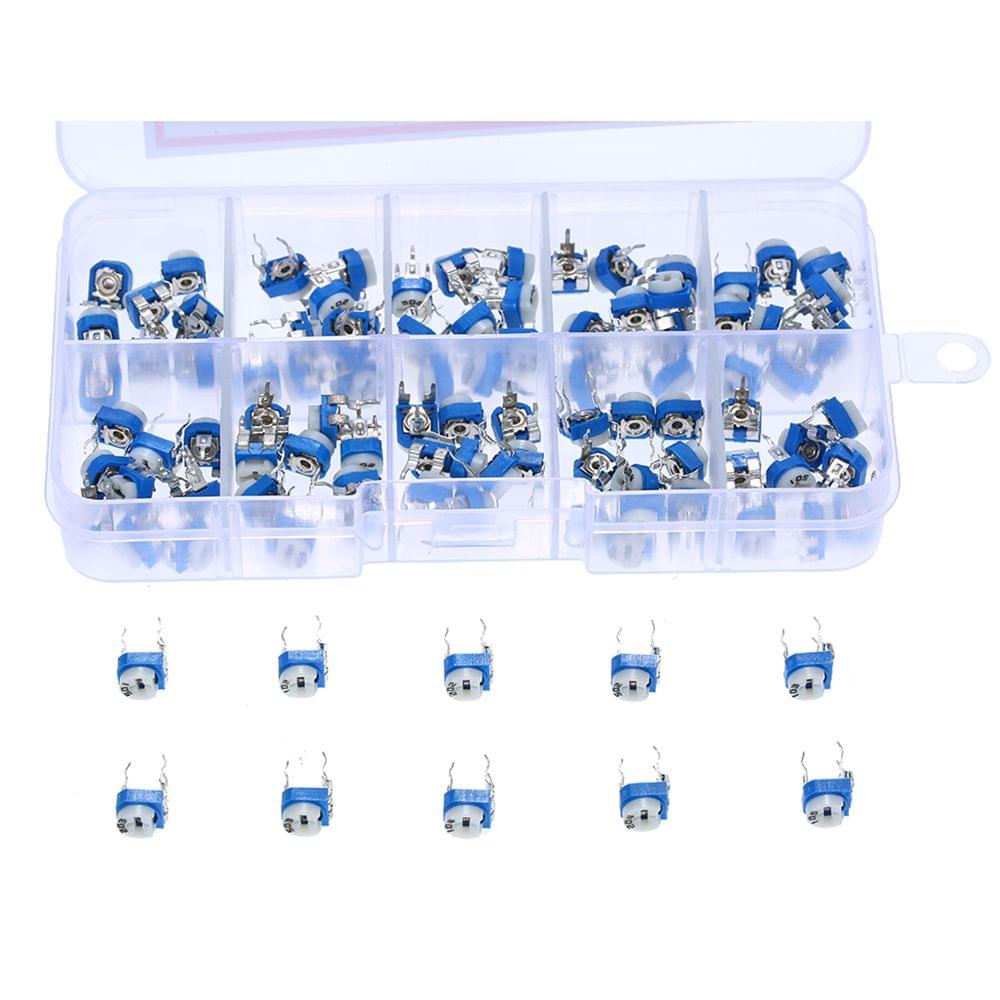 100pcs 10 Values 500~1M ohm Variable Resistor 6mm