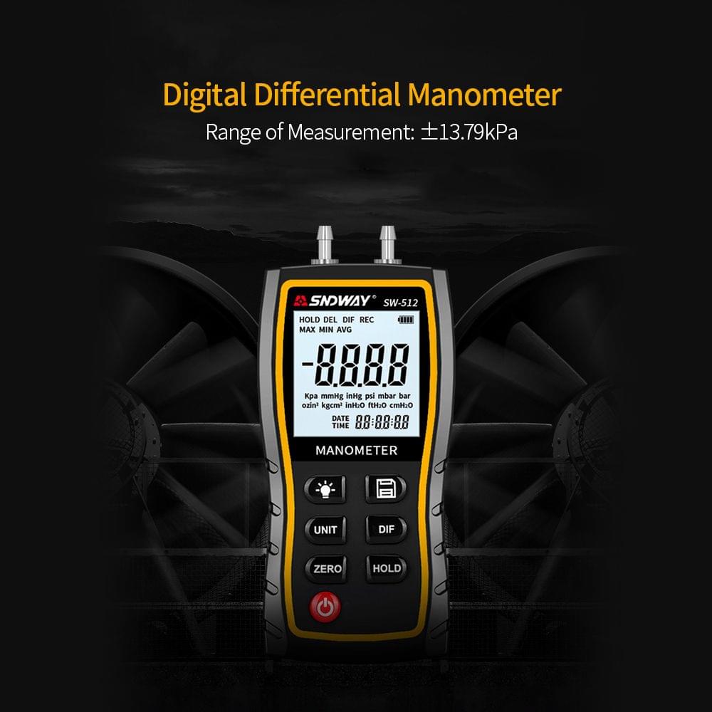 SNDWAY High Precision Differential Manometer Hand-held LCD