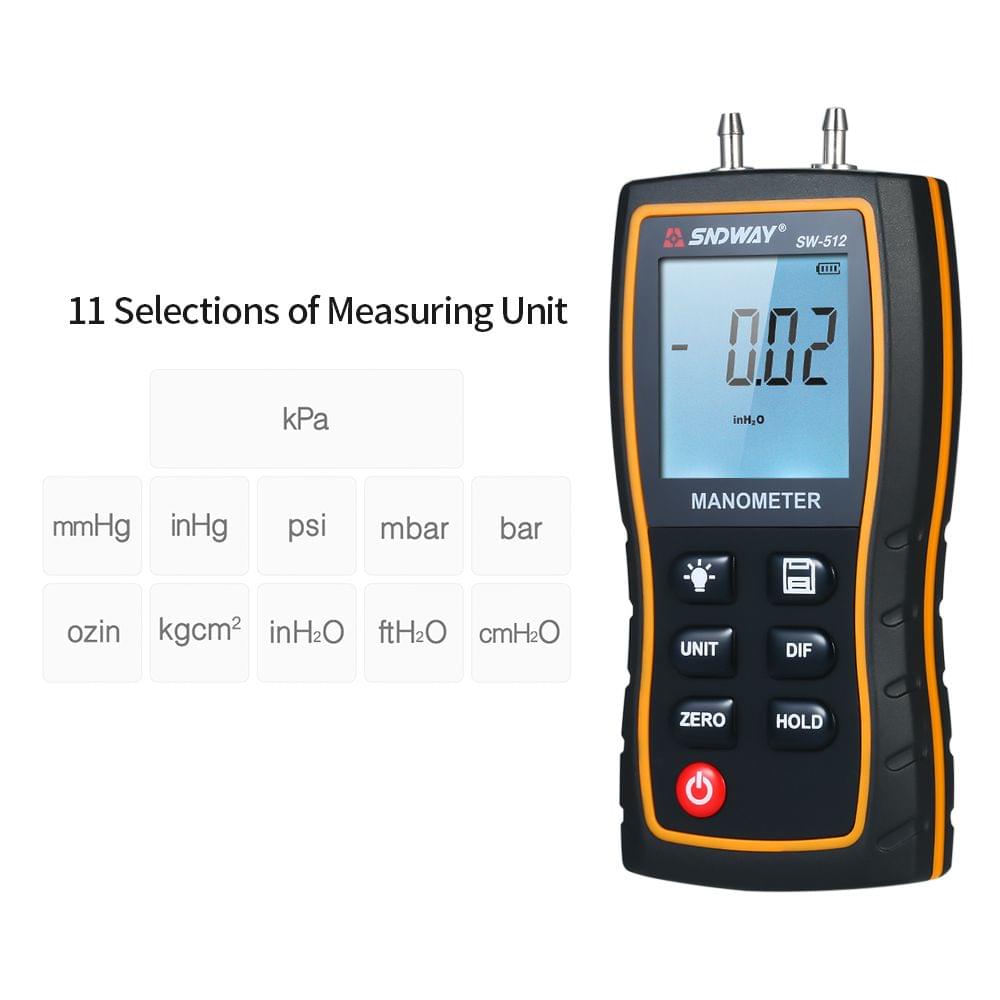 SNDWAY High Precision Differential Manometer Hand-held LCD