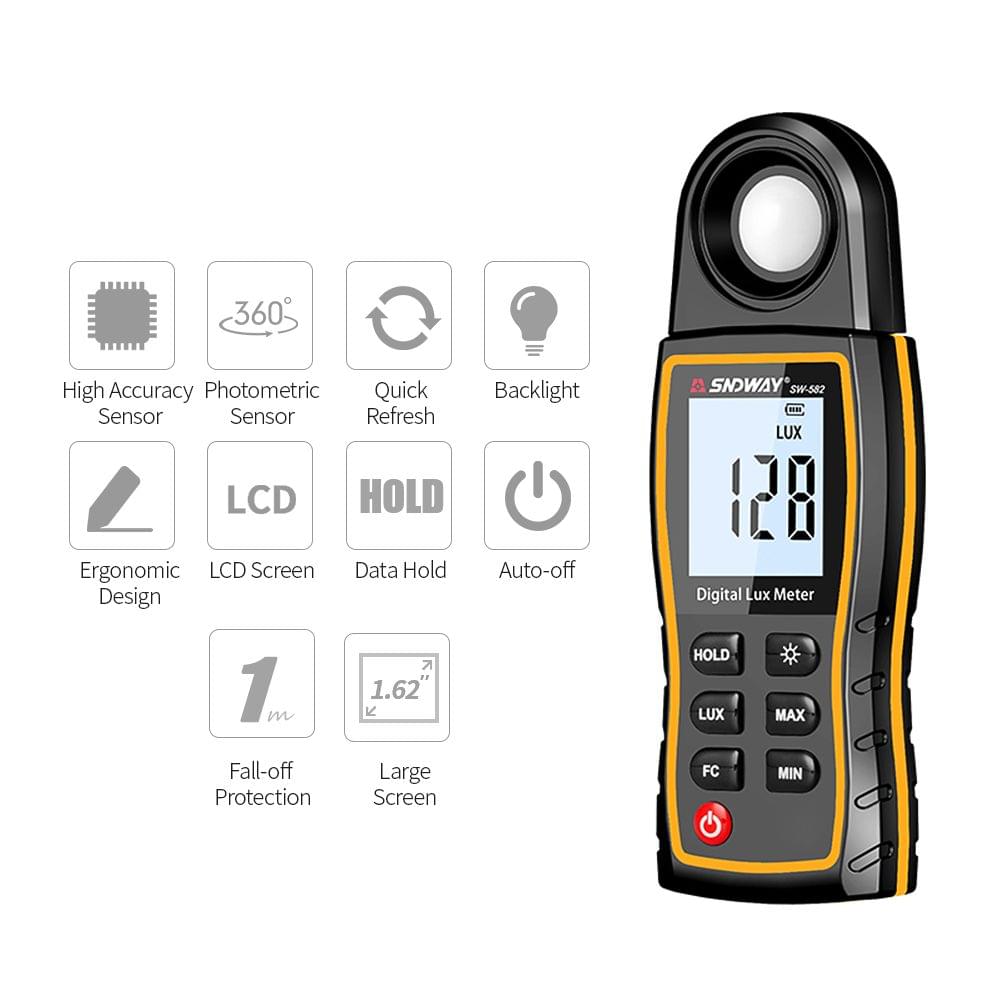 SNDWAY Digital Lux Meter LCD Display Handheld Auto Range