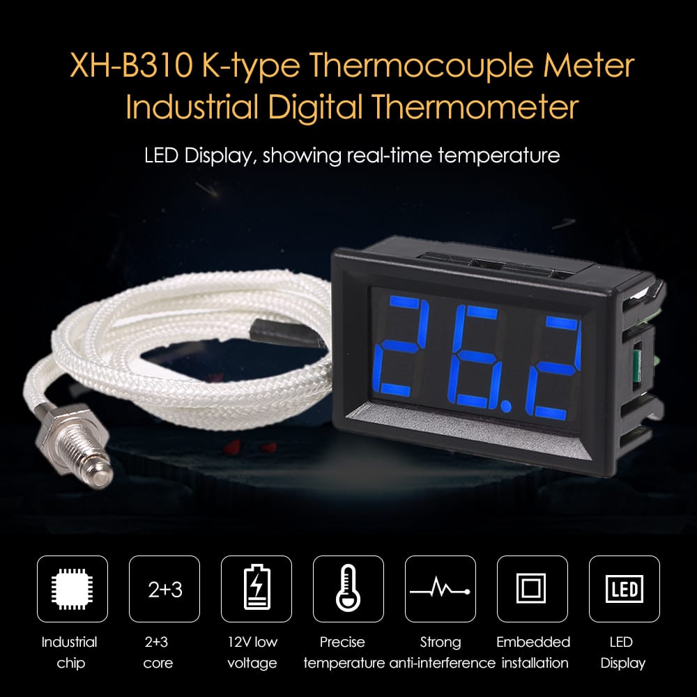 XH-B310 Industrial Digital Thermometer 12V Temperature Meter