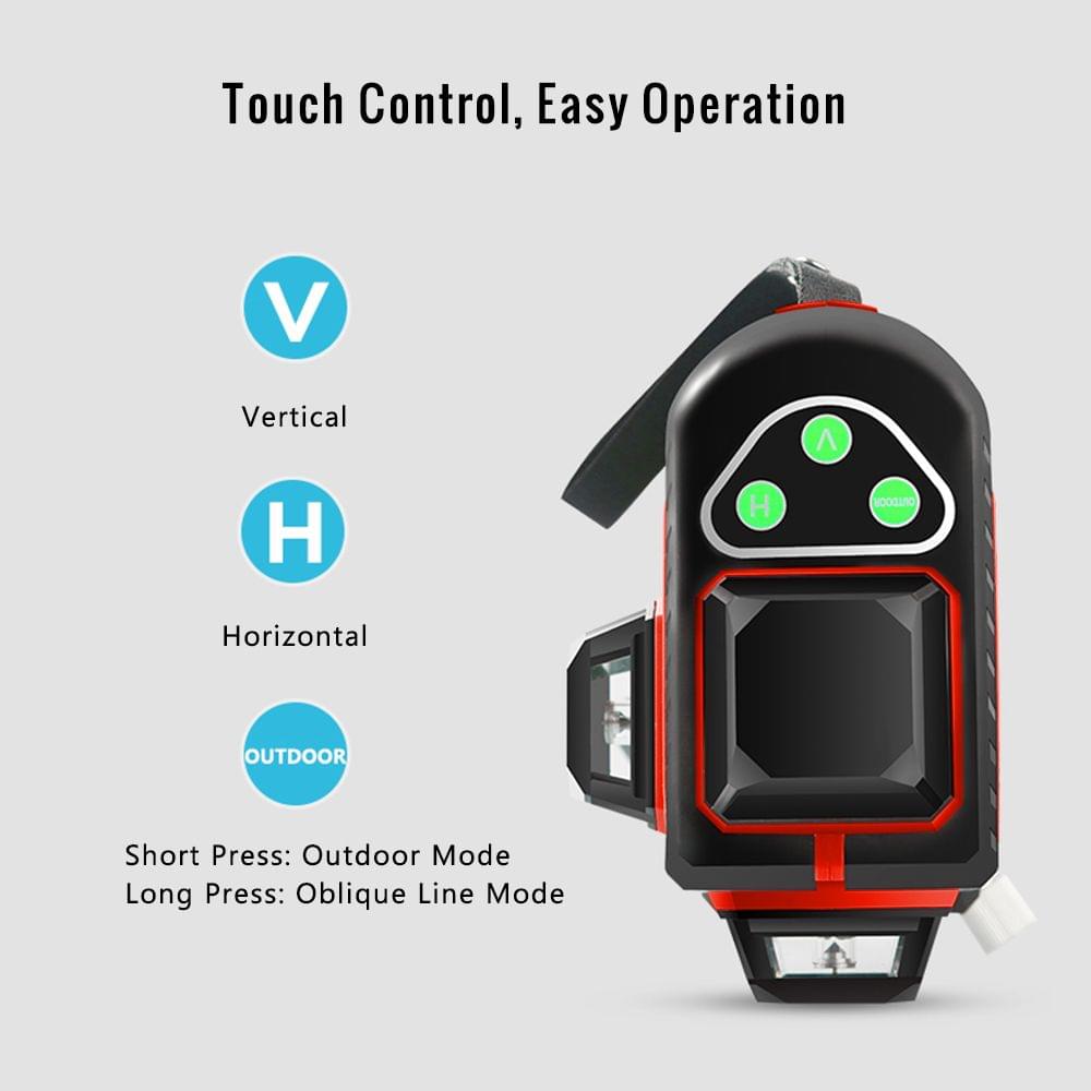 Red Laser Beam Level Meter Touch Control Laser Level - EU Plug