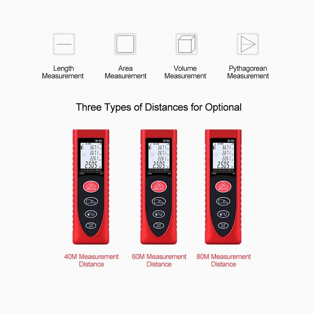 40m Black Smart Handheld Distance Meter Portable - 40M