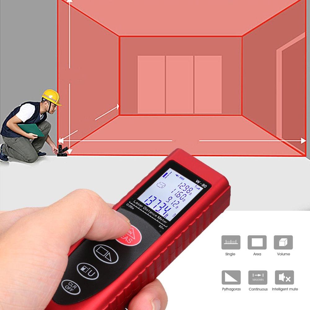 40m Red Smart Handheld Distance Meter Portable Multifunction - 40M