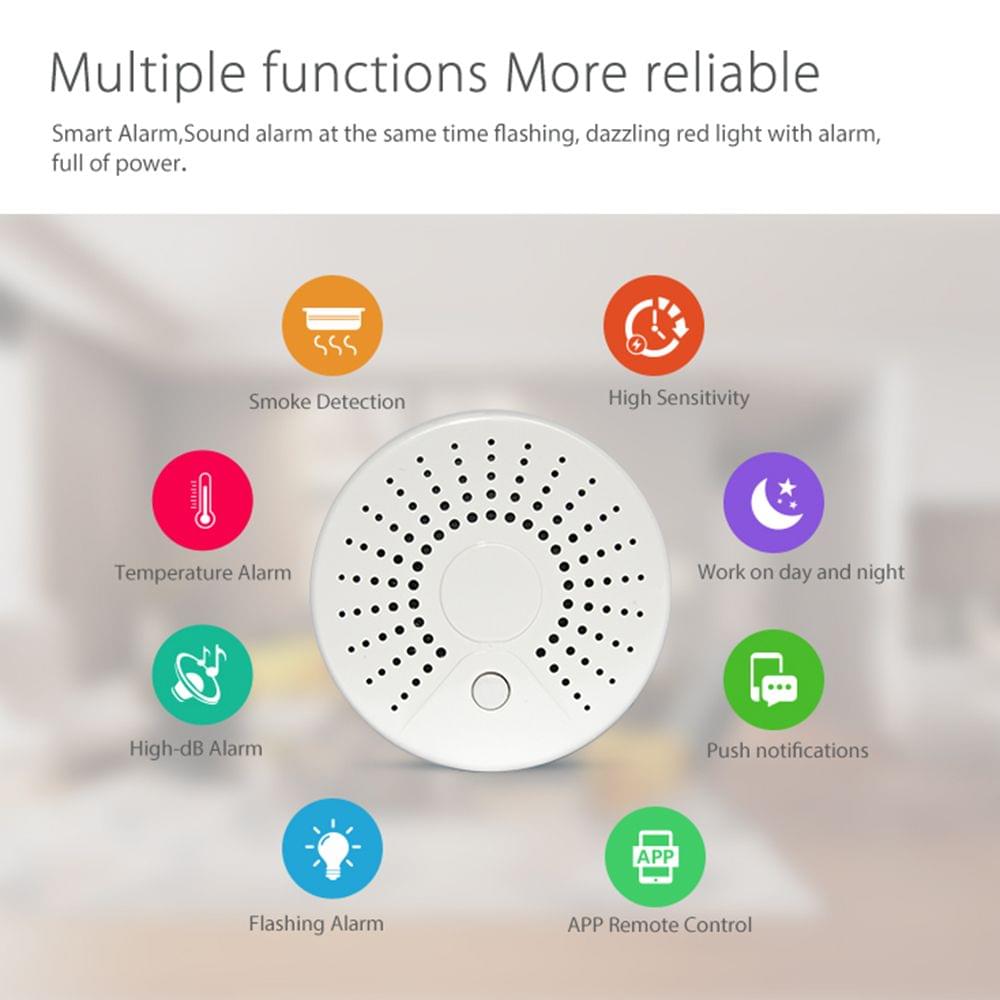 Smart Wifi Fire Smoke Temperature Sensor Alarm Wireless