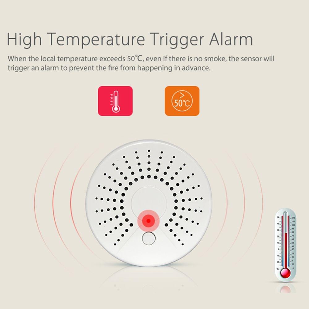 Smart Wifi Fire Smoke Temperature Sensor Alarm Wireless