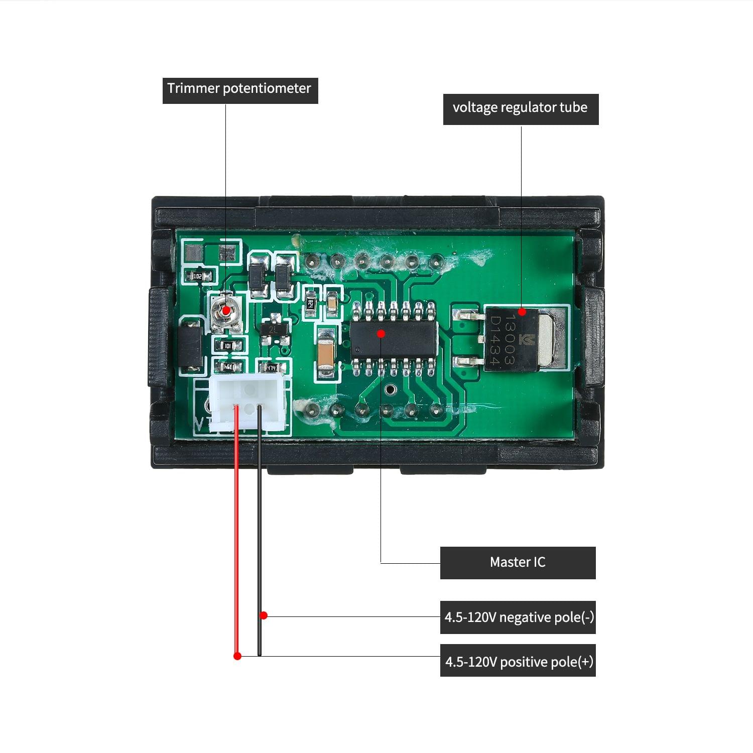DC 5V-120V 0.56" LED Digital Voltmeter Voltage Tester Meter