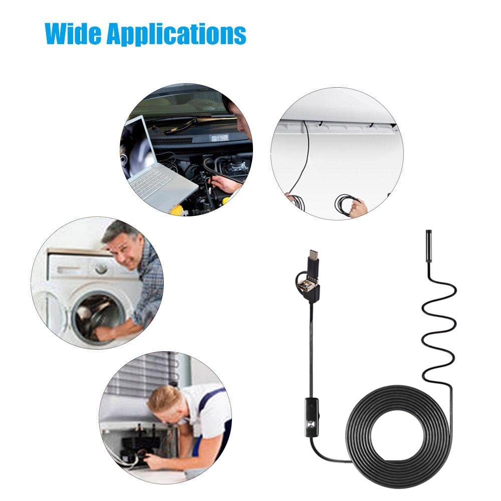 3-in-1 Industrial Endoscope Borescope Inspection Camera - 3.9mm & 1m