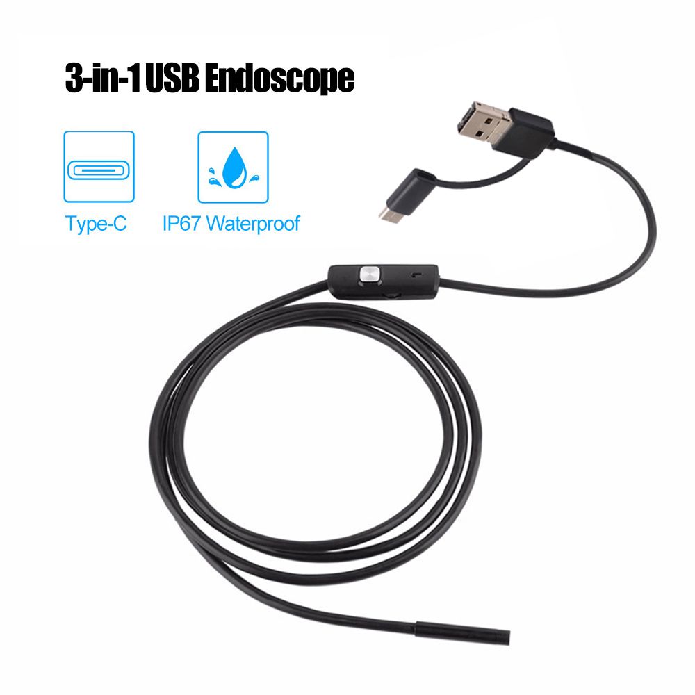 3-in-1 Industrial Endoscope Borescope Inspection Camera - 3.9mm & 1m